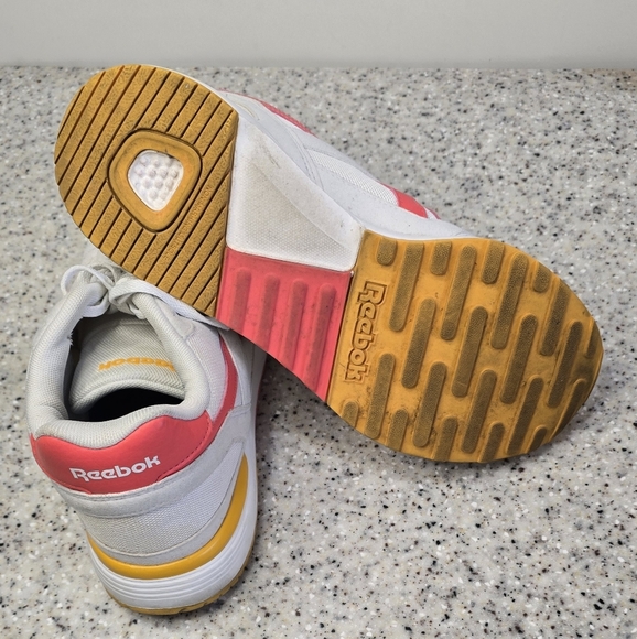 White Sneakers with Pink and Yellow Reebok Royal Bridge 2.0 Classics S 8.5 - Picture 8 of 9